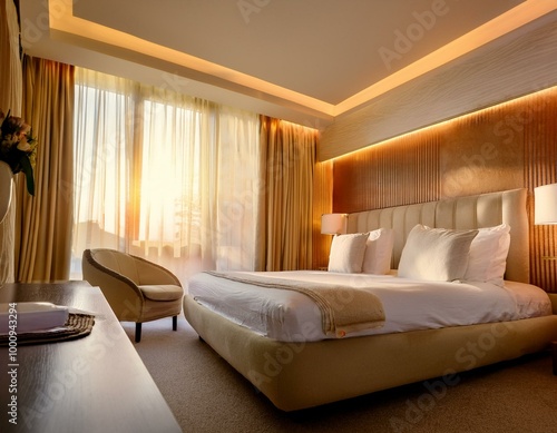 luxurious hotel room, AI generated photo