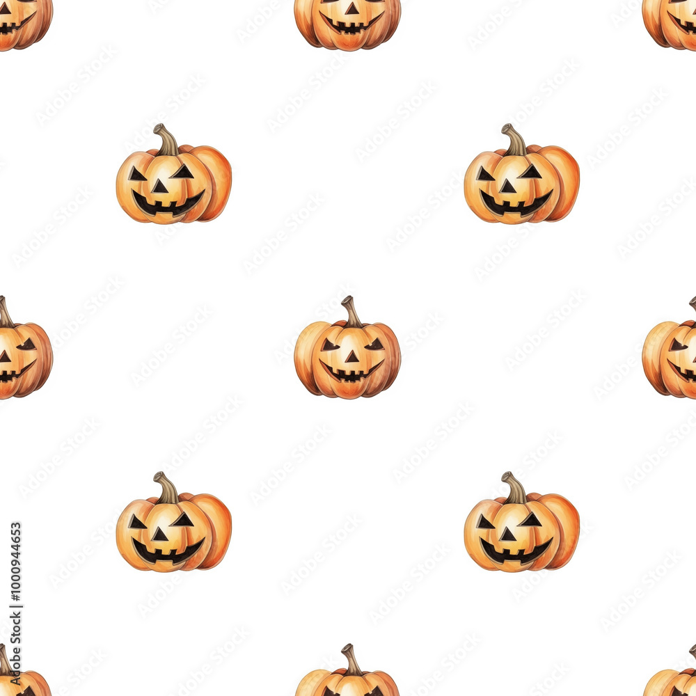 Watercolor pumpkin halloween on a white background. Seamless pattern for fabric, wrapping paper, wallpaper. Watercolor pumpkin halloween on a white background. Seamless pattern for fabric, wrapping paper, wallpaper.