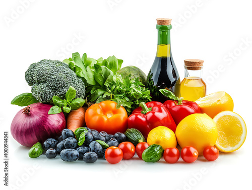 Healthy antioxidant nutrition colorful mixed vegetables in white background