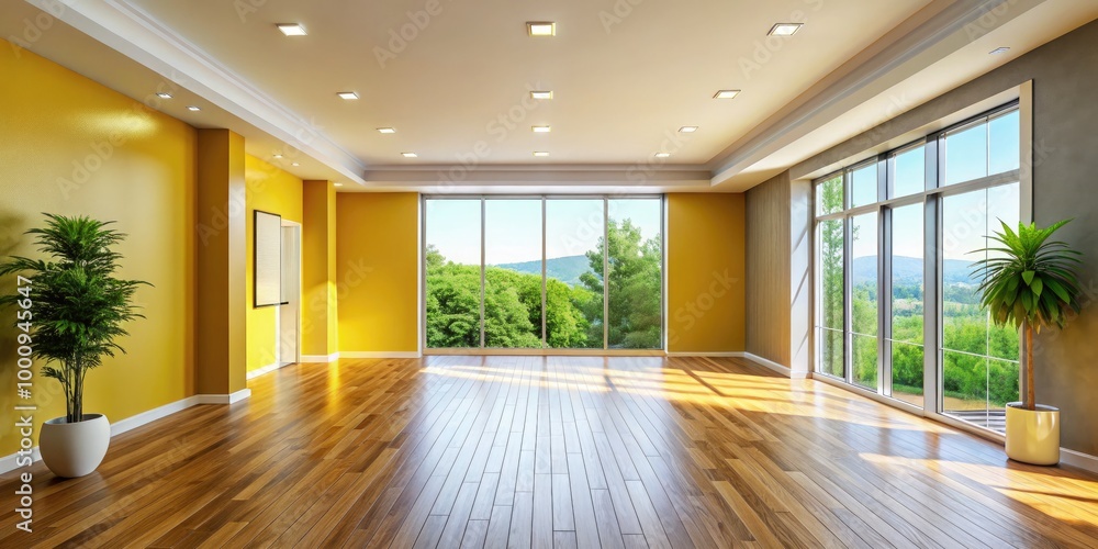 Fototapeta premium A serene modern room featuring minimalist design, showcasing a neutral color palette that inspires tranquility and simplicity through clean lines and uncluttered spaces.