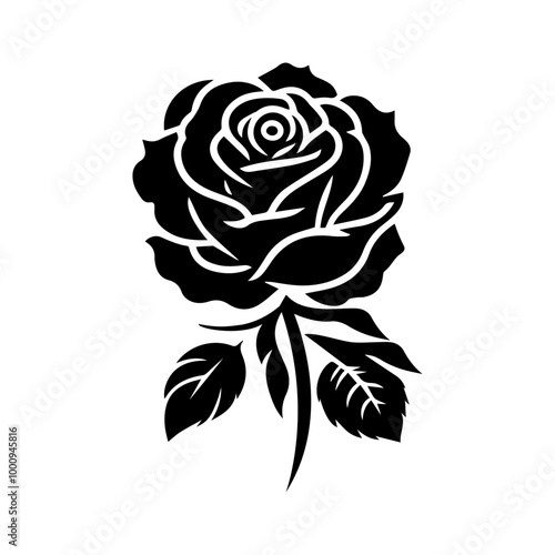 Silhouette rose vector illustration icon