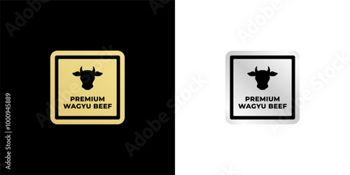 Wagyu beef label or premium wagyu beef label vector isolated. Best Premium wagyu beef label for product packaging design element. Elegant Premium beef label for packaging design element.