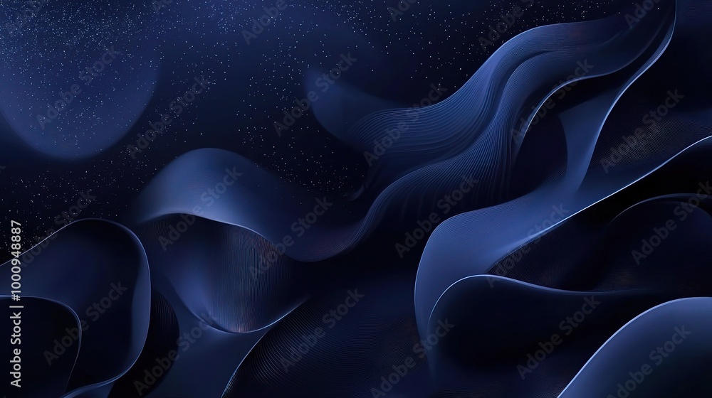 Obraz premium Abstract Waves in Dark Blue Tones