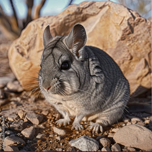 Beautiful Wallpaper with a Chinchilla Design, Ideal Rodent Poster or Graphic Resource for Creative Project, Ai Generative photo