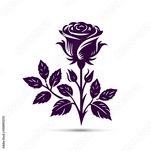 Vintage beautiful rose flower logo silhouette design