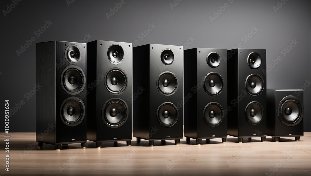 Five Black Speakers Arrangement Five Black Speakers Arrangement