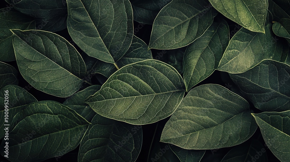 Green Leaves on Dark Background Green Leaves on Dark Background