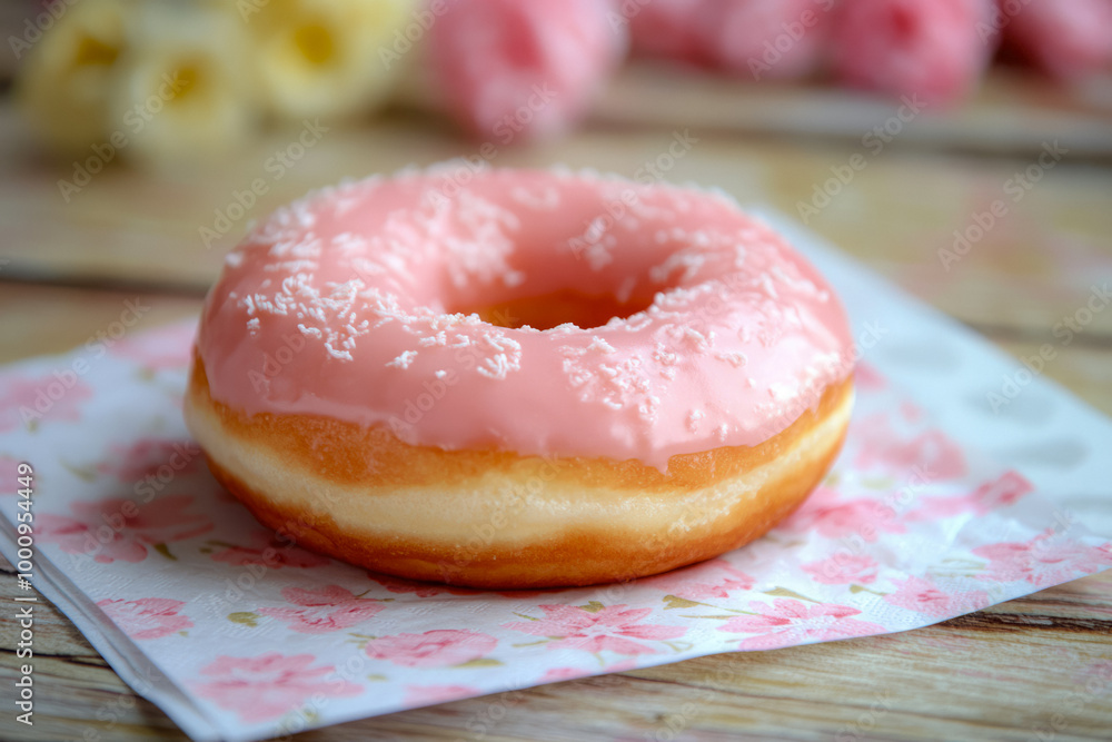 Freshly Baked Donut Covered With Icing On A Napkin On The Table For A Morning Snack Created With Artificial Intelligence Freshly Baked Donut Covered With Icing On A Napkin On The Table For A Morning Snack Created With Artificial Intelligence