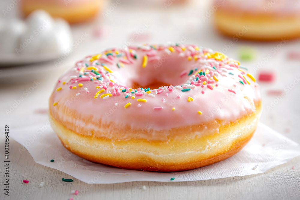Freshly Baked Donut Covered With Icing On A Napkin On The Table For A Morning Snack Created With Artificial Intelligence Freshly Baked Donut Covered With Icing On A Napkin On The Table For A Morning Snack Created With Artificial Intelligence