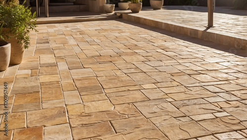 Sun Shining on Concrete Patio
