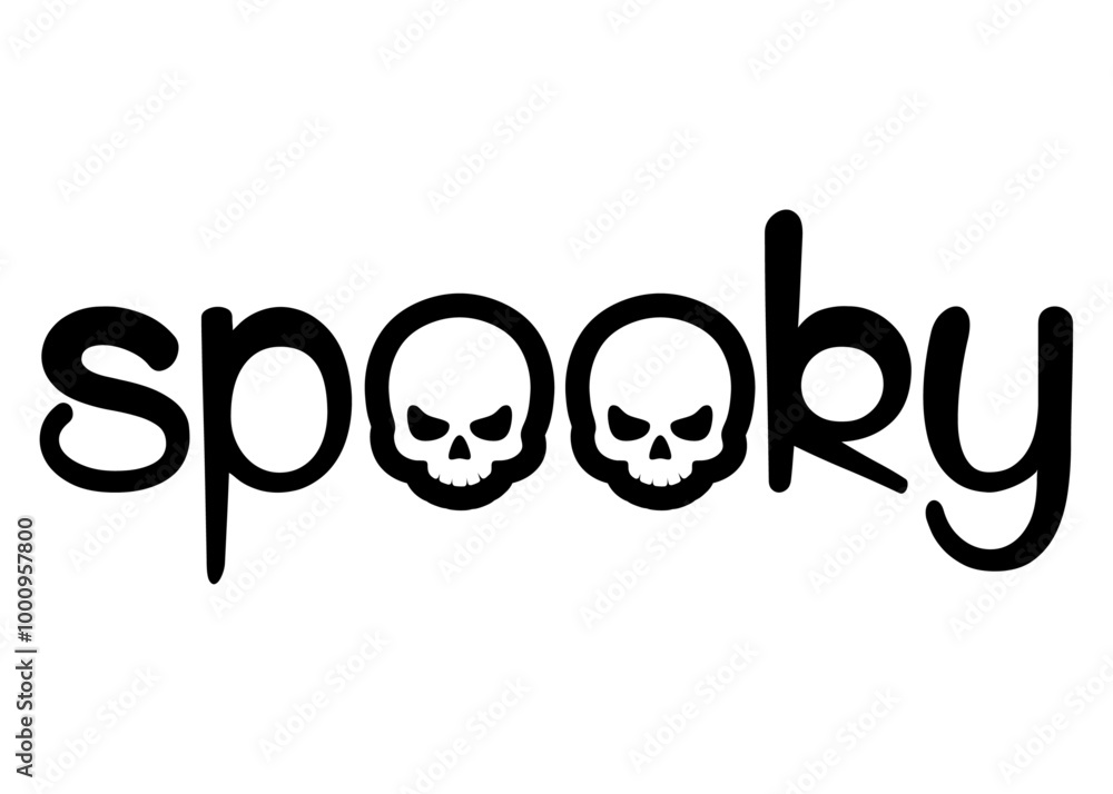 Logo con palabra BOO con calavera humana en lugar de letra O para tarjetas y felicitaciones de Halloween Logo con palabra BOO con calavera humana en lugar de letra O para tarjetas y felicitaciones de Halloween