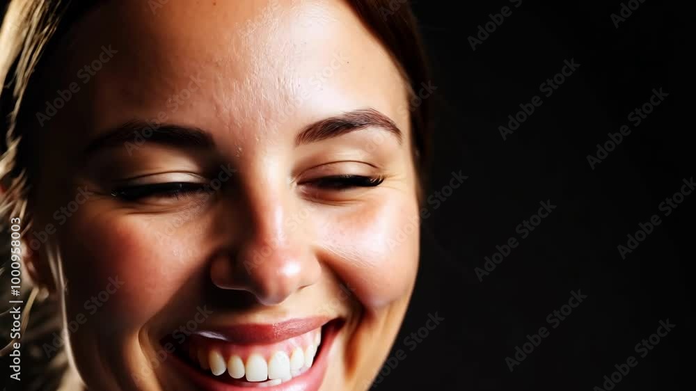 Joyful expression of happiness: close-up of a smiling woman Joyful expression of happiness: close-up of a smiling woman