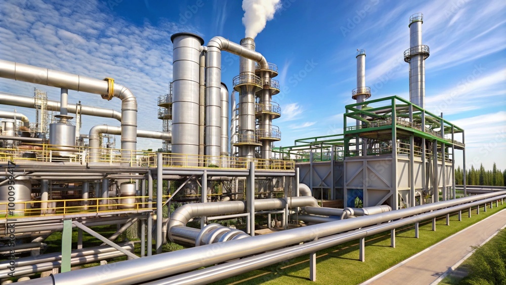 Industry pipeline transport petrochemical, gas and oil processing, furnace factory line, rack of heat chemical manufacturing, equipment steel pipes plant Industry pipeline transport petrochemical, gas and oil processing, furnace factory line, rack of heat chemical manufacturing, equipment steel pipes plant