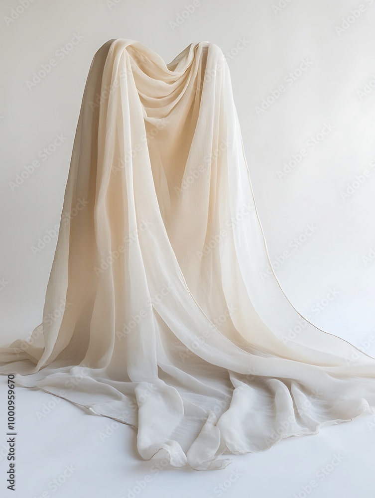 Draped White Fabric on a White Background. Draped White Fabric on a White Background.