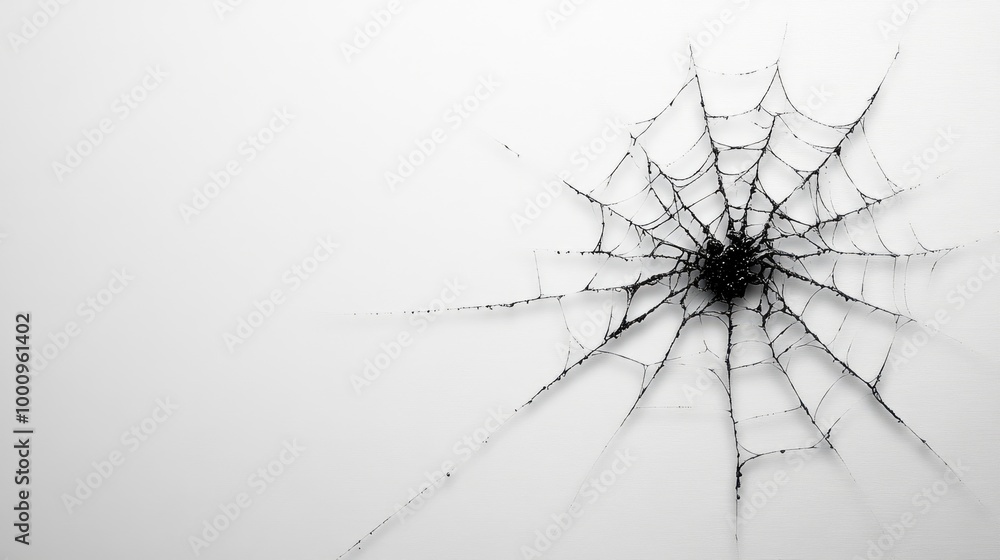 Fototapeta premium Intricate spider web against a minimalist background