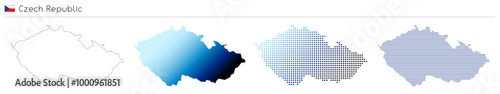 Czech Republic - outline, gradient, dotted and lines geometrical country shape - vector illustration