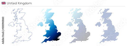 XXXXXX - outline, gradient, dotted and lines geometrical country shape - vector illustration