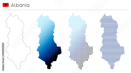 Albania - outline, gradient, dotted and lines geometrical country shape - vector illustration