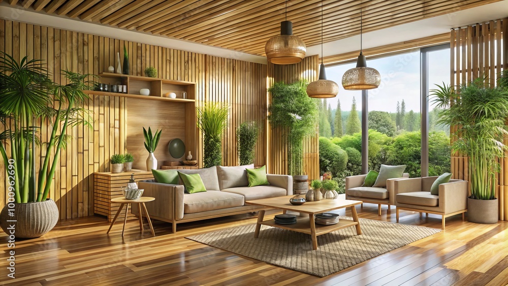 Fototapeta premium Transform your living space with innovative bamboo design ideas, embracing eco-friendly and natural elements for a