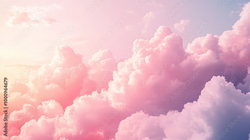 Fototapeta premium Soft Pink Clouds Under Bright Sky at Sunset