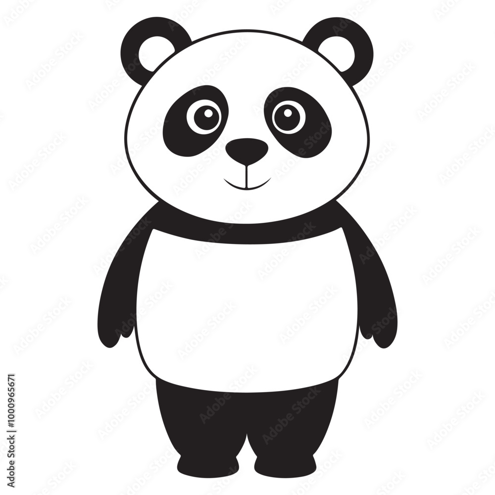 Cute panda silhouette vector illustration isolated on white background. Cute panda silhouette vector illustration isolated on white background.