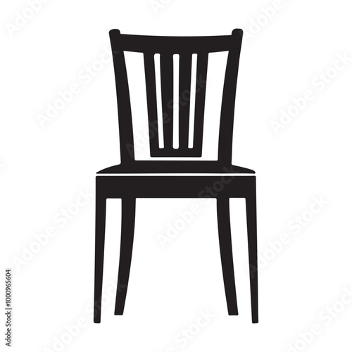 Chair silhouette vector art illustration with white background.