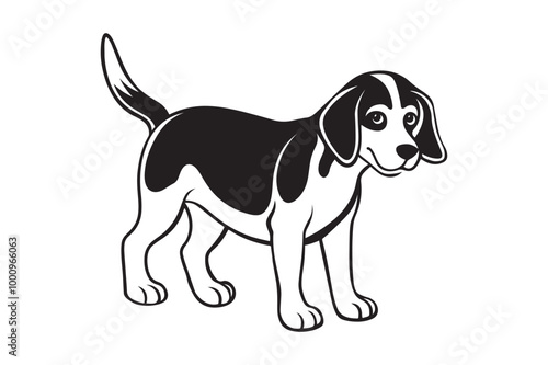 Dog silhouette vector illustration isolated on white background.