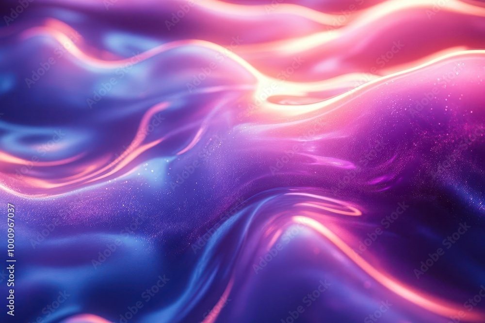 an abstract metallic liquid background glowing in neon hues featuring a wavy holographic texture that shifts between blue and purple shades creating a mesmerizing effect an abstract metallic liquid background glowing in neon hues featuring a wavy holographic texture that shifts between blue and purple shades creating a mesmerizing effect