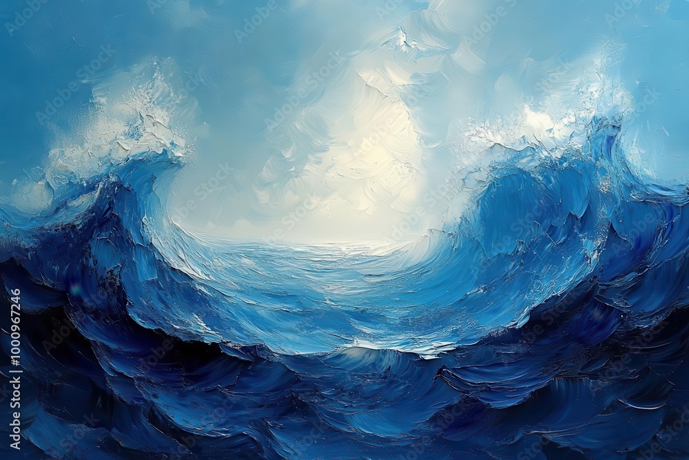 an abstract seascape unfolds with bold blue and white oil paint strokes creating a dynamic and textured ocean view that evokes deep emotions an abstract seascape unfolds with bold blue and white oil paint strokes creating a dynamic and textured ocean view that evokes deep emotions