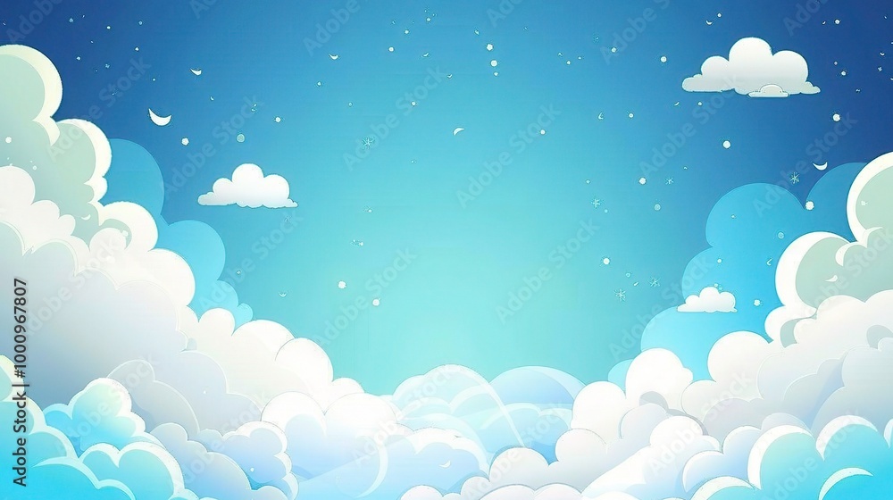 Adorable Cartoon Blue Sky and White Clouds Background: A Charming and Serene Scene. Enjoy the Whimsy Adorable Cartoon Blue Sky and White Clouds Background: A Charming and Serene Scene. Enjoy the Whimsy