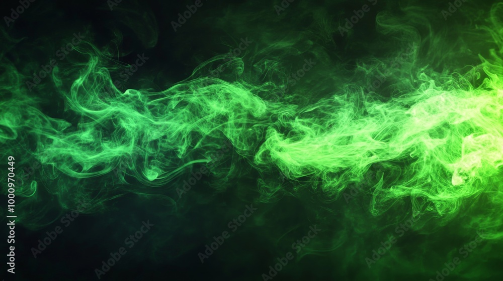 Obraz premium Green Smoke on Black Background