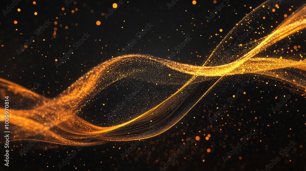 Mesmerizing golden-orange trails swirl in dynamic patterns on a dark background, representing economic success and expansion during an artistic display Mesmerizing golden-orange trails swirl in dynamic patterns on a dark background, representing economic success and expansion during an artistic display