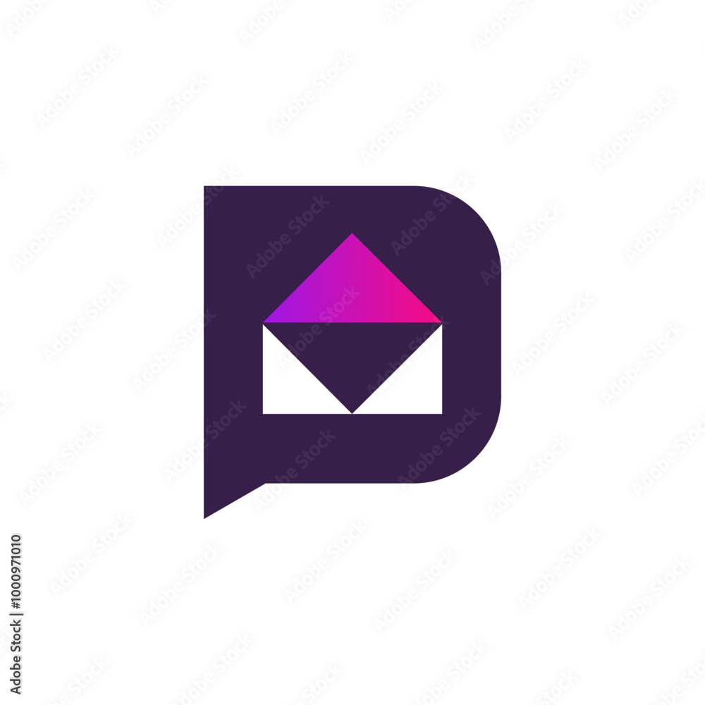 Bubble chat in shape of letter P combine with the letter M envelope inside the bubble chat represent chatting message and mailing in modern and minimalist style gradient Bubble chat in shape of letter P combine with the letter M envelope inside the bubble chat represent chatting message and mailing in modern and minimalist style gradient