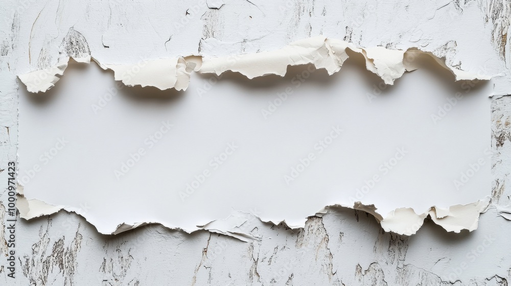Obraz premium Torn Paper On Weathered Wood Background