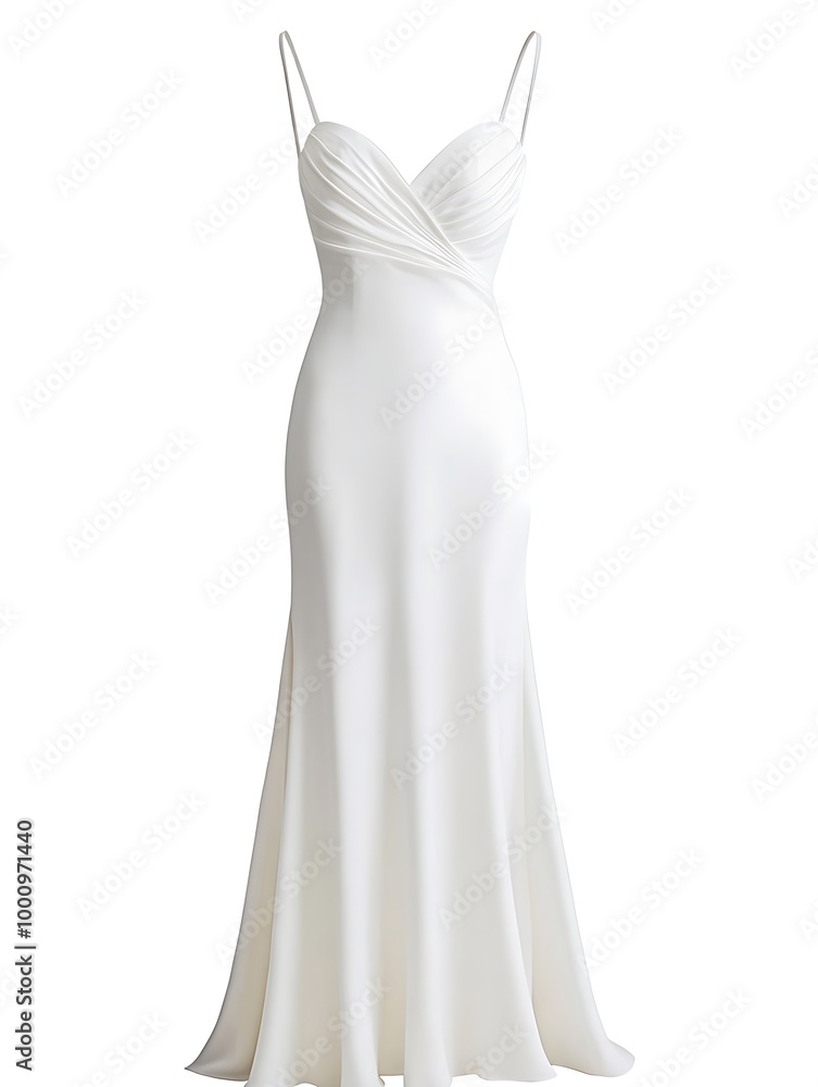 Elegant White Satin Wedding Dress with Straps. Elegant White Satin Wedding Dress with Straps.