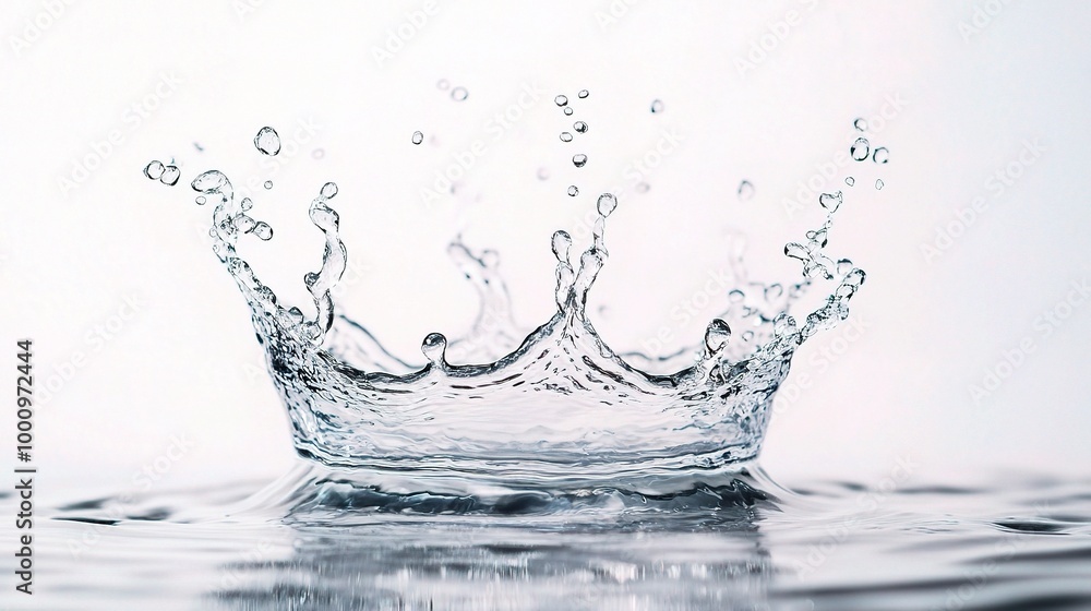 Water Splash with Droplets on Clear Surface Water Splash with Droplets on Clear Surface