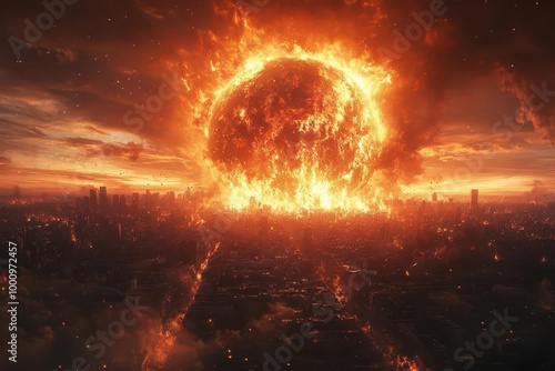 apocalyptic scene depicting cosmic armageddon with dramatic visuals of planet earth facing judgment day the illustration conveys intensity and urgency