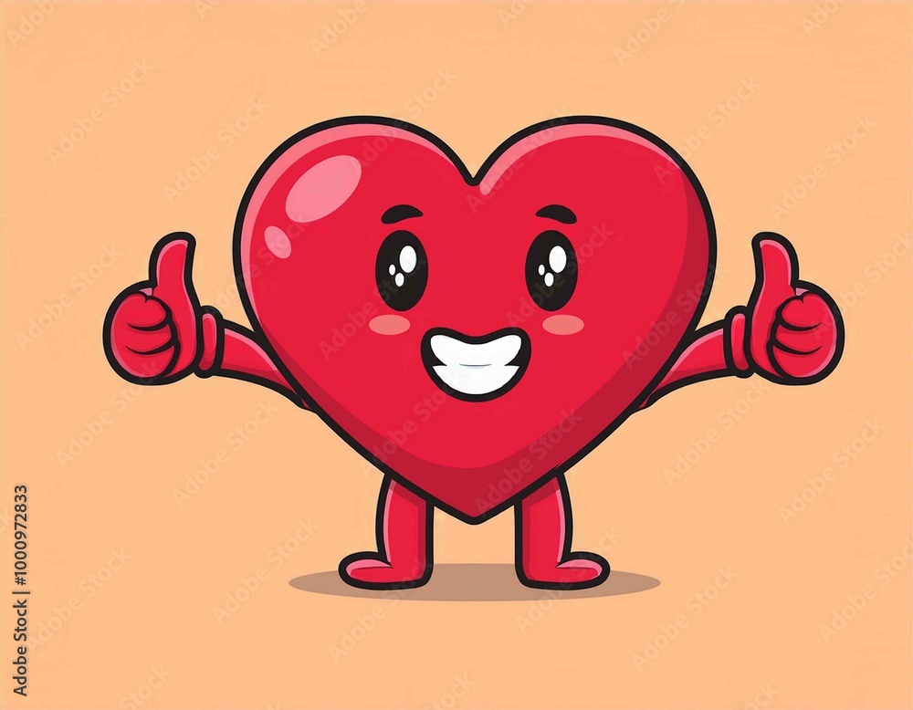 heart thumbs up mascot Vector heart thumbs up mascot Vector