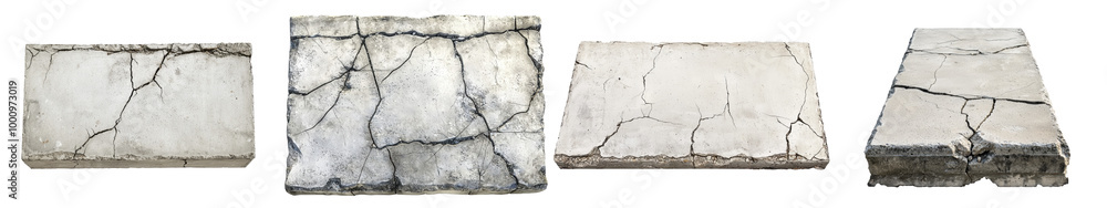 Obraz premium Cracked marble tiles, white isolate background.