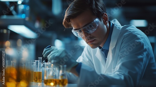 Scientist in Laboratory Conducting Experiment