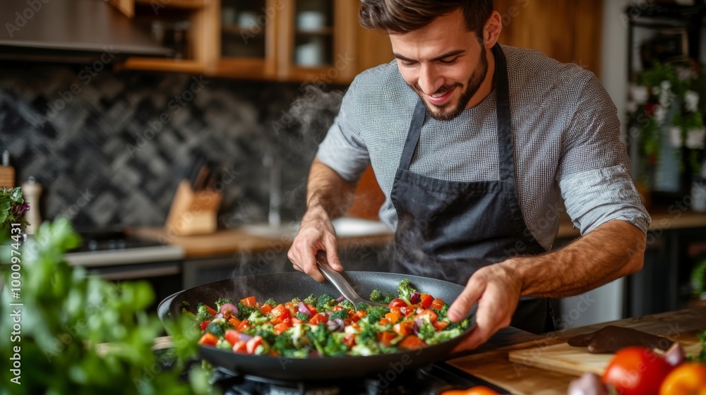 Man Cooking Healthy Meal
