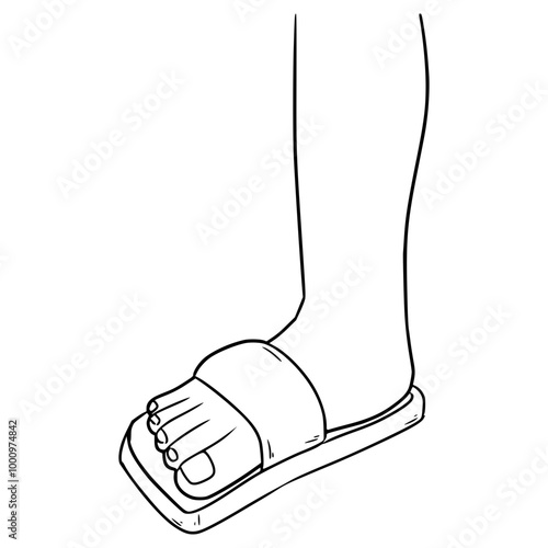 feet wearing sandals illustration hand drawn outline vector