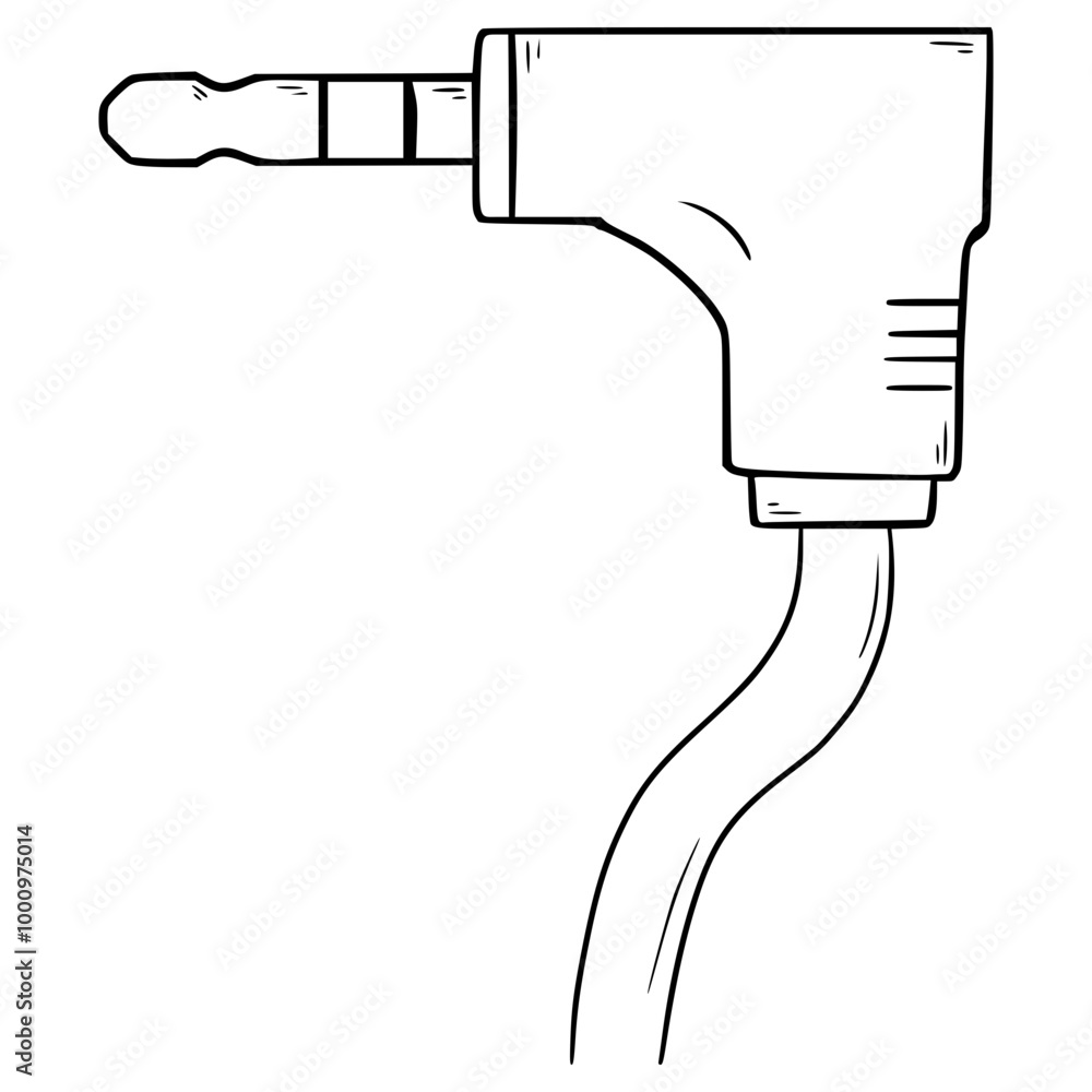 audio jack illustration hand drawn outline vector audio jack illustration hand drawn outline vector