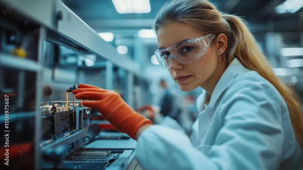 Female Engineer in Electronics Laboratory Female Engineer in Electronics Laboratory