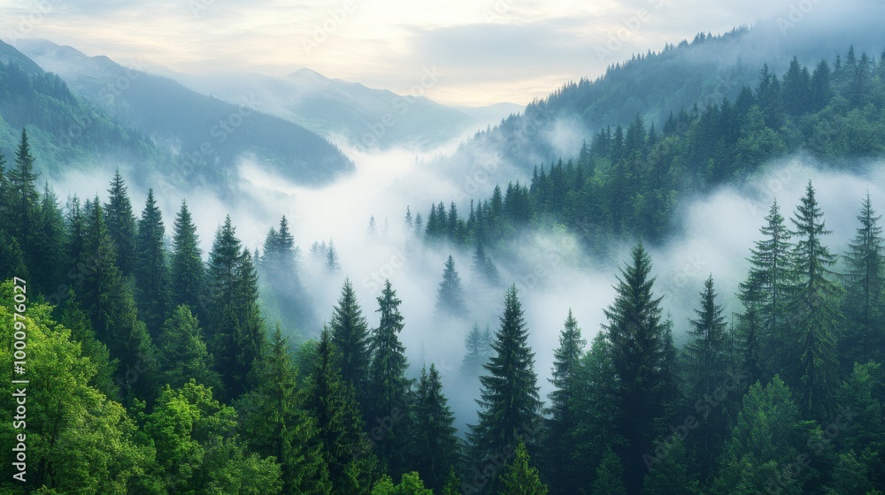 Misty Mountain Forest Landscape Misty Mountain Forest Landscape