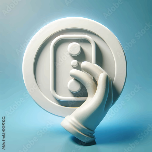 3D contact icon with a hand holding a phone, 3d realistic icon and vector contact icon