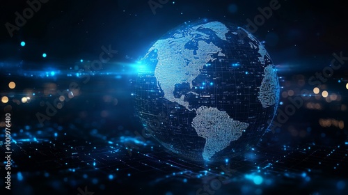 Fototapeta Naklejka Na Ścianę i Meble -  Digital Globe in Futuristic Space