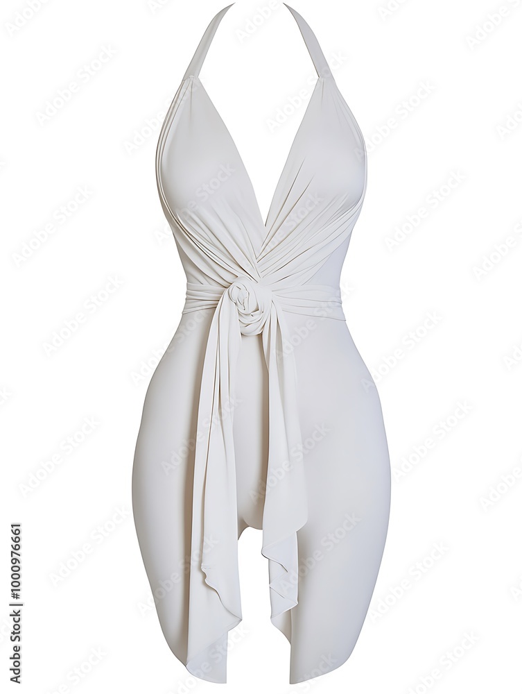 White Halter Neck Jumpsuit with Tie Detail. White Halter Neck Jumpsuit with Tie Detail.
