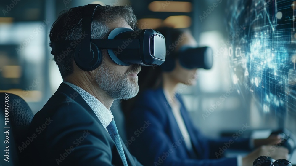 Business Professionals Using VR Technology in Modern Office Business Professionals Using VR Technology in Modern Office