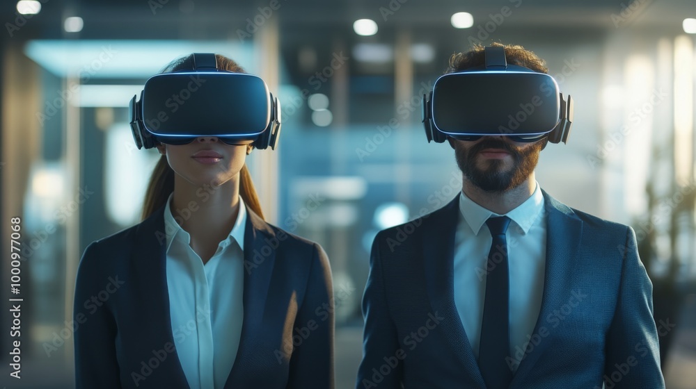Business Professionals Using Virtual Reality Headsets Business Professionals Using Virtual Reality Headsets